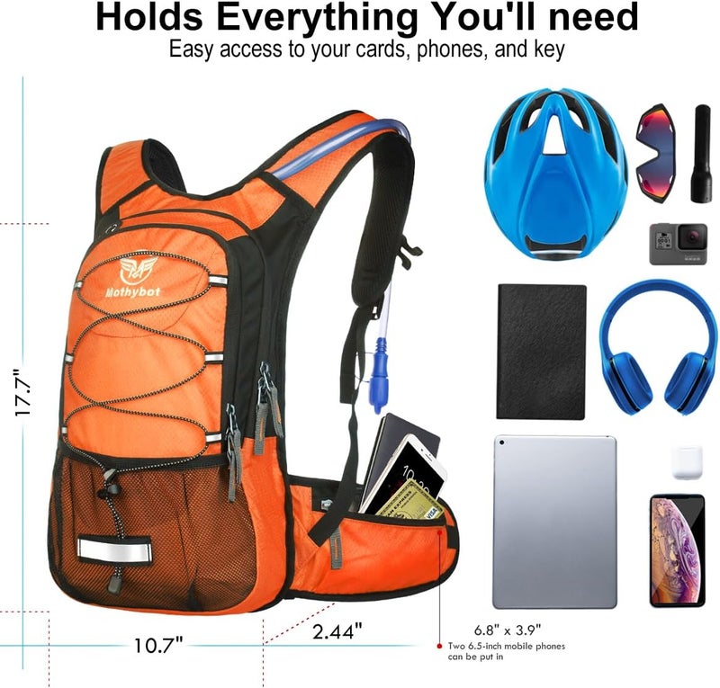 Mothybot Insulated Hydration Backpack Pack with 3L BPA Free Leak Proof Water Bladder, Large Storage Lightweight Hiking Daypack with Waist Pouches & Cooler Layer, for Running, Biking, Camping, Festival - Image 5